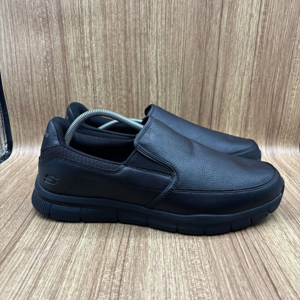 Skechers Work Slip-On Mens 13 Black 77157MC Slip Resistant Memory Foam EH Safe